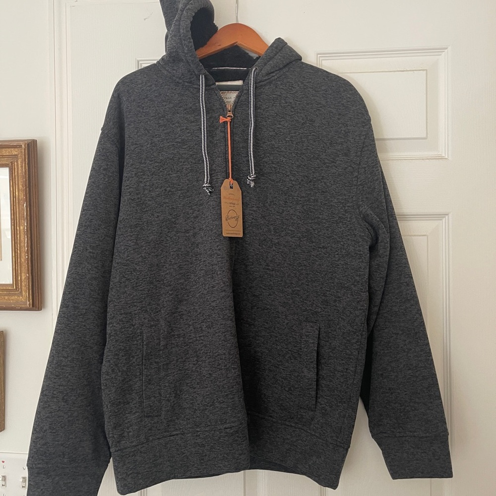 Weatherproof Charcoal Hoodie with Navy Accents